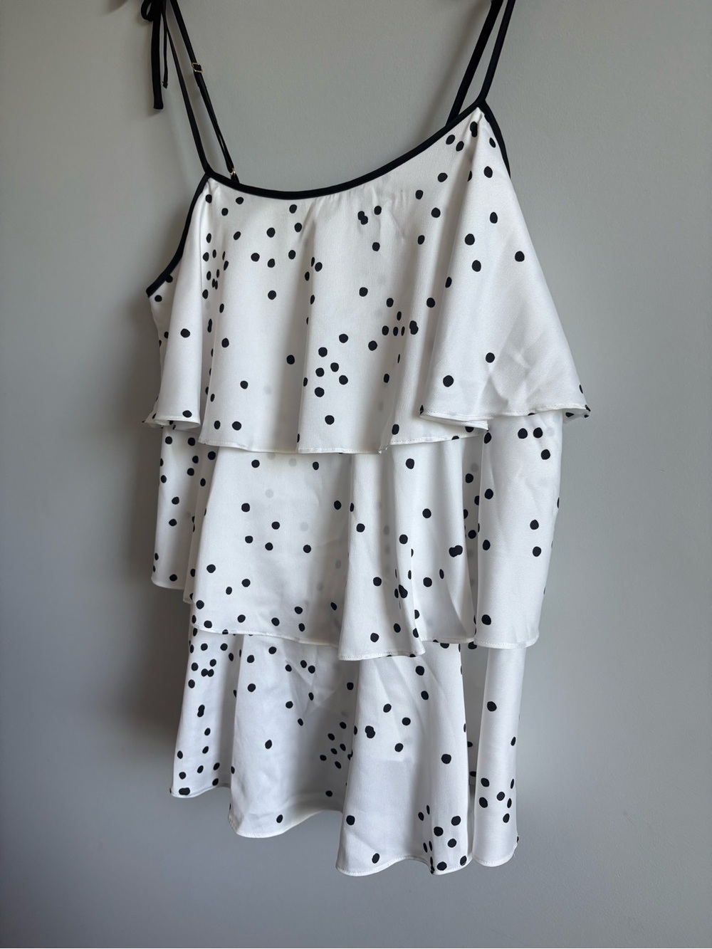 Kate Spade New York Confetti Dot Charmeuse Tiered Top | Size Large - Picture 3 of 5